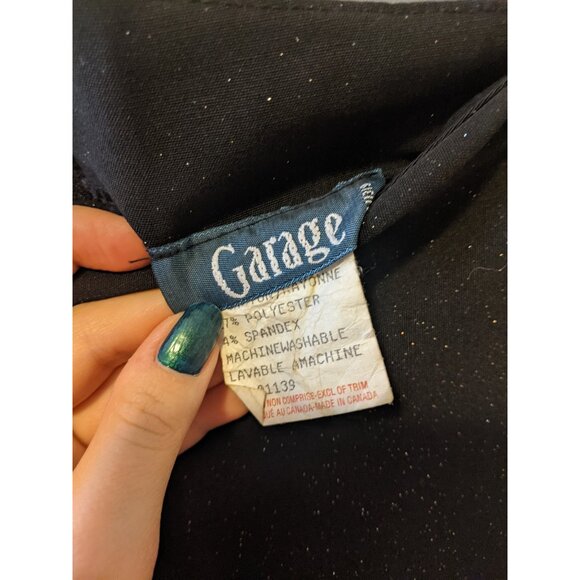 VINTAGE Y2K Garage Black Sparkle Flare Pants Club Bell Bottom Party Glitter 5/6 - Picture 7 of 9